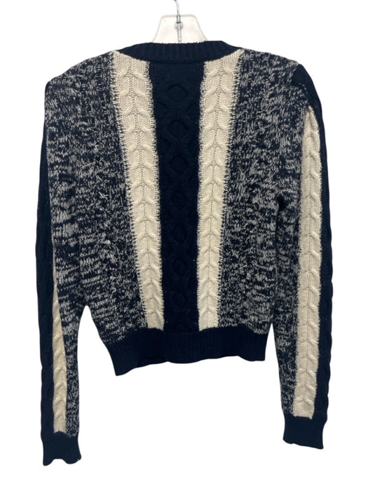 Jason Wu Size S Navy blue & Cream Wool Blend Marled Stripe Cable Knit Sweater Navy blue & Cream / S