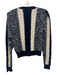 Jason Wu Size S Navy blue & Cream Wool Blend Marled Stripe Cable Knit Sweater Navy blue & Cream / S