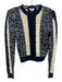 Jason Wu Size S Navy blue & Cream Wool Blend Marled Stripe Cable Knit Sweater Navy blue & Cream / S