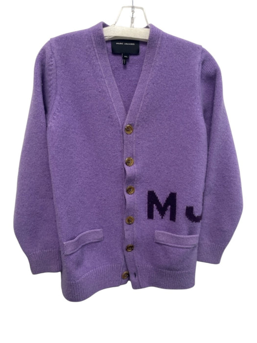 Marc Jacobs Size XS Purple Wool V Neck Logo Oversized Cardigan Purple / XS