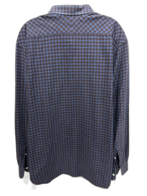 Billy Reid Size XXL Blue & Brown Cotton Plaid Button up Men's Long Sleeve Shirt Blue & Brown / XXL