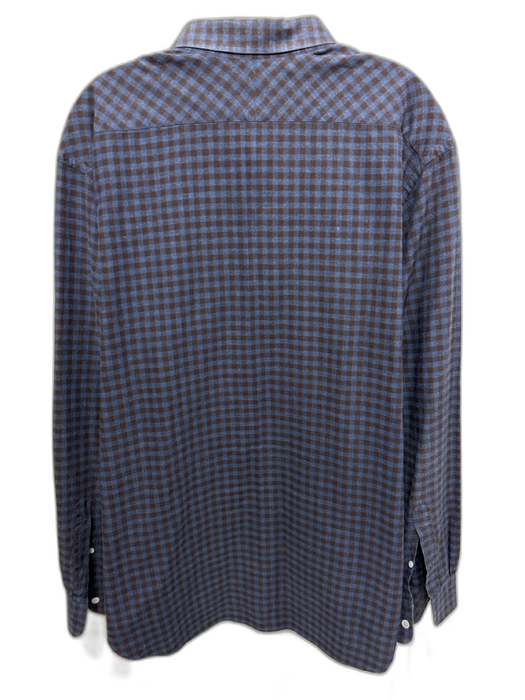 Billy Reid Size XXL Blue & Brown Cotton Plaid Button up Men's Long Sleeve Shirt Blue & Brown / XXL