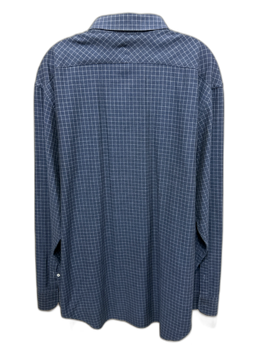 Billy Reid Size XXL Blue & White Cotton Grid Button Up Men's Long Sleeve Shirt Blue & White / XXL