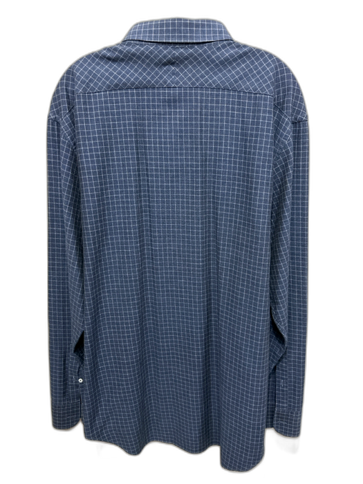 Billy Reid Size XXL Blue & White Cotton Grid Button Up Men's Long Sleeve Shirt Blue & White / XXL