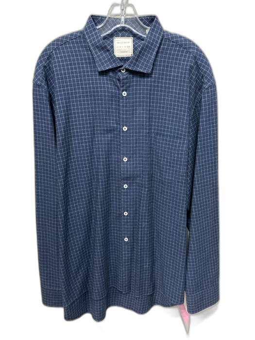 Billy Reid Size XXL Blue & White Cotton Grid Button Up Men's Long Sleeve Shirt Blue & White / XXL