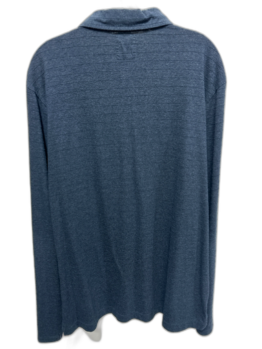 Billy Reid Size XXL Blue Cotton Striped Polo Men's Long Sleeve Shirt Blue / XXL
