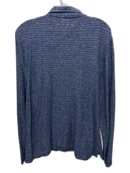 Billy Reid Size XXL Blue & White Cotton Striped Polo Men's Long Sleeve Shirt Blue & White / XXL