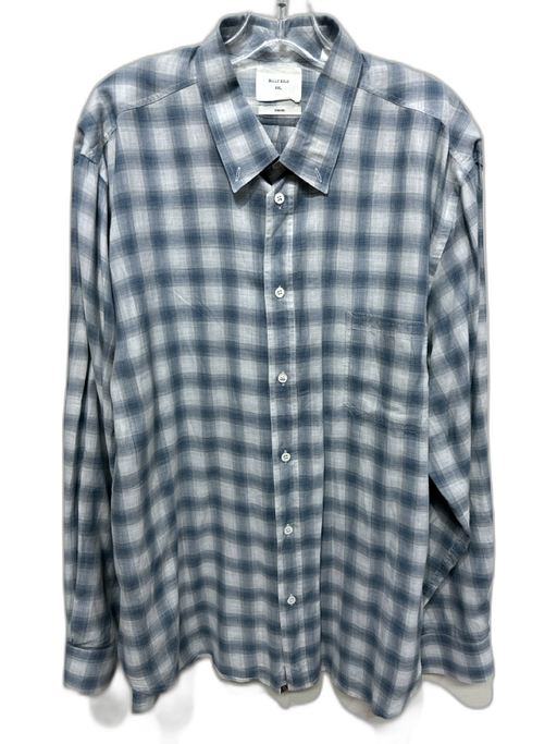Billy Reid Size XXL Blue & White Cotton Plaid Flannel Men's Long Sleeve Shirt Blue & White / XXL
