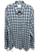 Billy Reid Size XXL Blue & White Cotton Plaid Flannel Men's Long Sleeve Shirt Blue & White / XXL