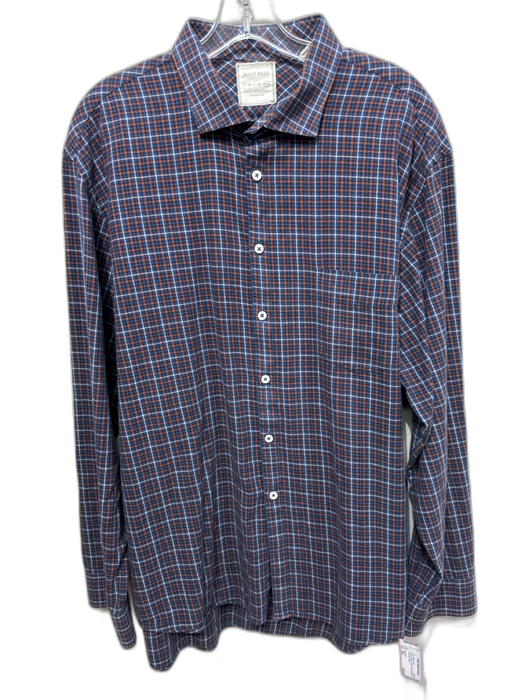 Billy Reid Size XXL Blue & Orange Cotton Plaid Button Up Men's Long Sleeve Shirt Blue & Orange / XXL