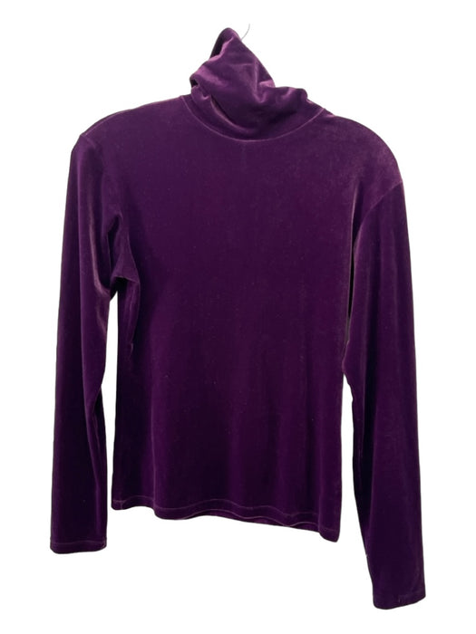 Henri Bendel Size M Purple Velvet Turtleneck Long Sleeve Top Purple / M