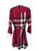 Burberry Size 8 Red Black White Cotton Novacheck Collared 1/2 Button Dress Red Black White / 8