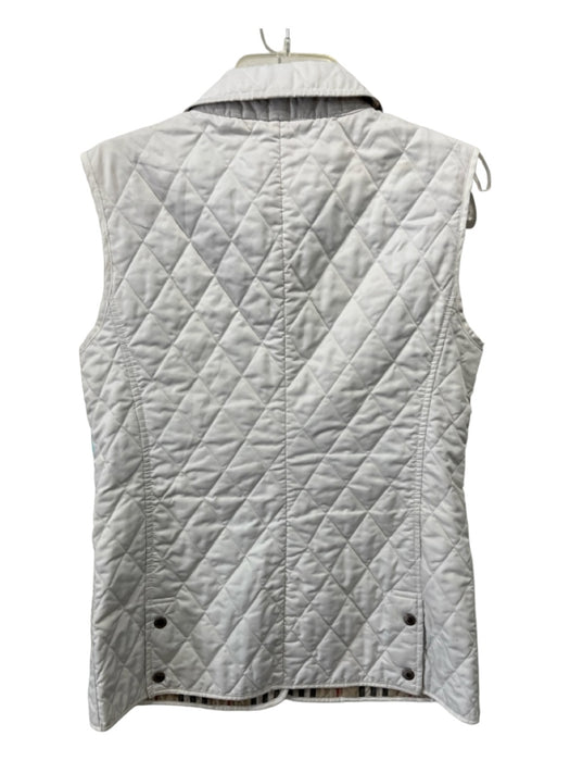 Burberry Size M White Polyester Quilted Snap Front Collar Vest White / M