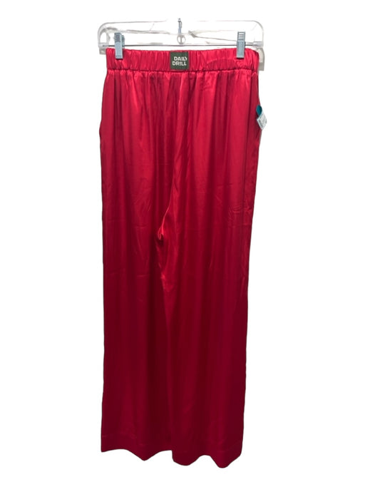 Daily Drills Size S Red Polyester Elastic Waist High Rise Wide Leg Pants Red / S