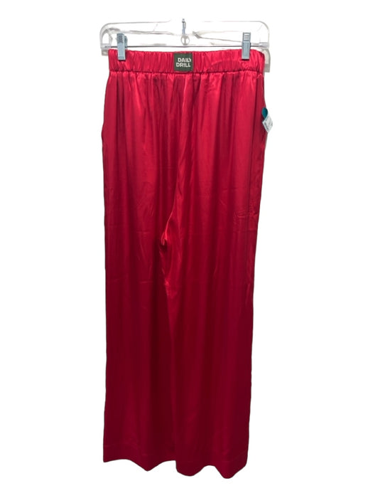 Daily Drills Size S Red Polyester Elastic Waist High Rise Wide Leg Pants Red / S