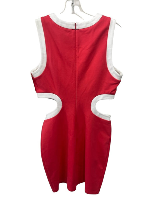 Staud Size M Coral Pink & White Rayon & Polyamide Sleeveless Cut Outs Dress Coral Pink & White / M