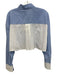 Zara Size M Blue & White Cotton Striped Elastic Waistband Button Front Short Set Blue & White / M