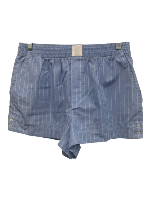 Zara Size M Blue & White Cotton Striped Elastic Waistband Button Front Short Set Blue & White / M