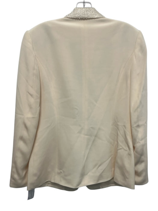 Bloomingdale's Size 6 Cream White Silk Beaded Detail Shoulder Pads Pant Set Cream White / 6