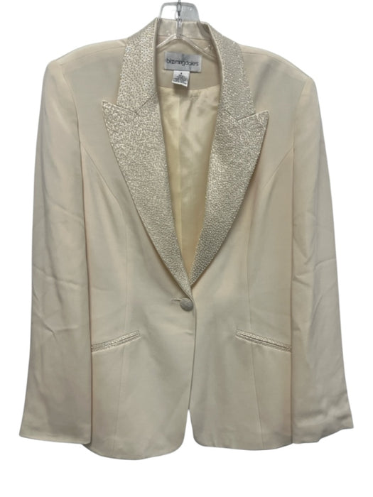 Bloomingdale's Size 6 Cream White Silk Beaded Detail Shoulder Pads Pant Set Cream White / 6
