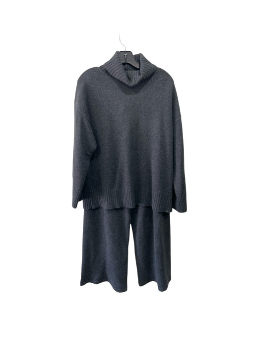 Ann Mashburn Size L Dark Gray Cashmere Turtleneck Long Sleeve Wide Leg Pant Set Dark Gray / L