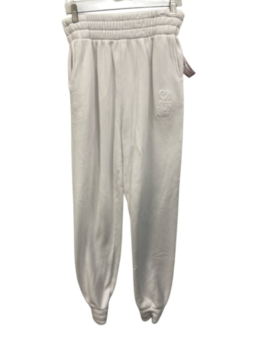 Frankies Bikinis Size XL White Cotton Elastic Waist High Waist Sweatpants White / XL