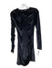 Ronny Kobo Size M Black Polyester Velvet Long Sleeve Ruched Detail Dress Black / M