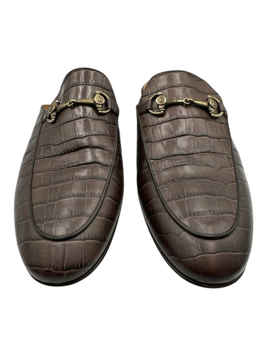 Roberto Cavalli Shoe Size 44 Brown Leather Crocodile Embossed Slip On Shoes Brown / 44