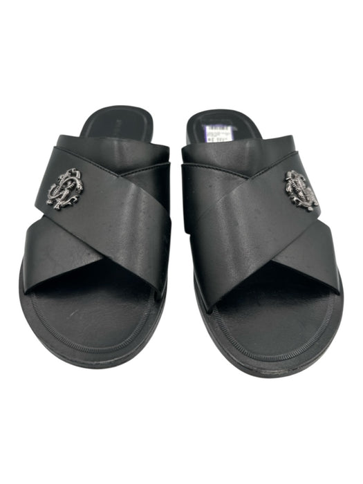 Roberto Cavalli Shoe Size 44 Black Leather Solid Slide Men's Shoes Black / 44