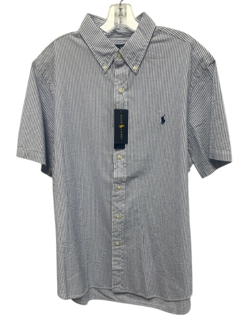 Ralph Lauren NWT Size XL Blue & White Cotton Striped Button up Short Sleeve Blue & White / XL