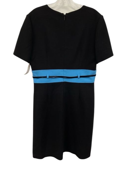 Emilio Pucci Size 12 Black & Blue Wool & Silk Short Sleeve Color Block Dress Black & Blue / 12