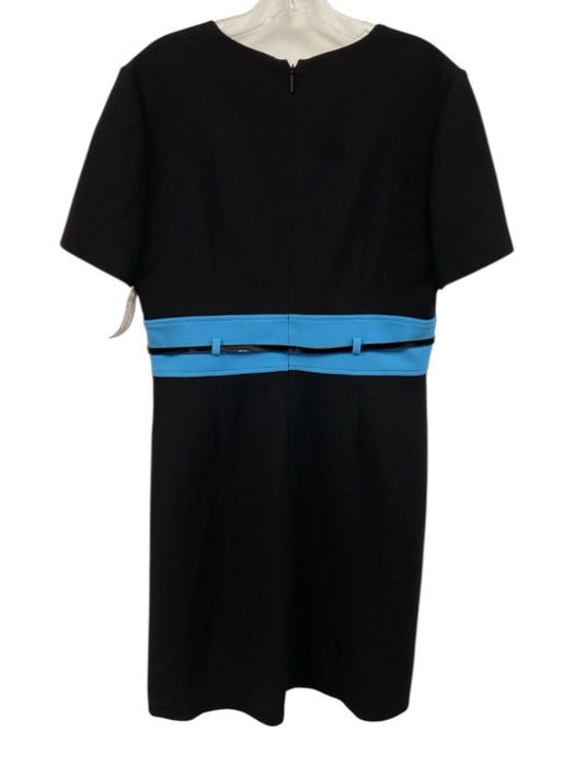 Emilio Pucci Size 12 Black & Blue Wool & Silk Short Sleeve Color Block Dress Black & Blue / 12