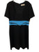 Emilio Pucci Size 12 Black & Blue Wool & Silk Short Sleeve Color Block Dress Black & Blue / 12