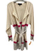 St. John Size L White & Purple Wool & Cashmere Long Sleeve Stripe Open Sweater White & Purple / L