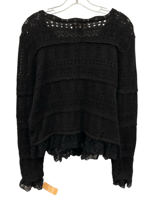Caroline Constas Size M Black Acrylic Blend Cardigan Knit Buttons Sweater Black / M
