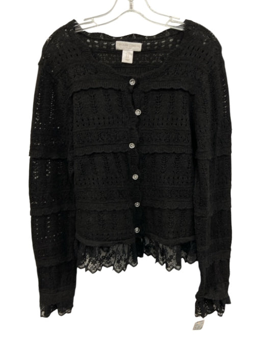 Caroline Constas Size M Black Acrylic Blend Cardigan Knit Buttons Sweater Black / M