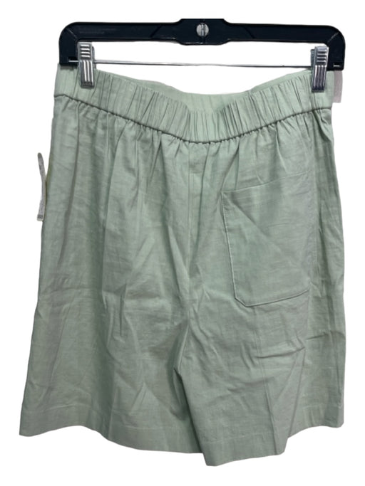 Theory Size M Green Linen Blend Elastic Waist High Rise Pleat Shorts Green / M