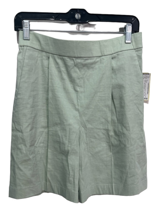 Theory Size M Green Linen Blend Elastic Waist High Rise Pleat Shorts Green / M