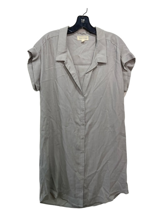 Cloth & Stone Size L Gray Tencel Collared Button Up Short Sleeve Dress Gray / L