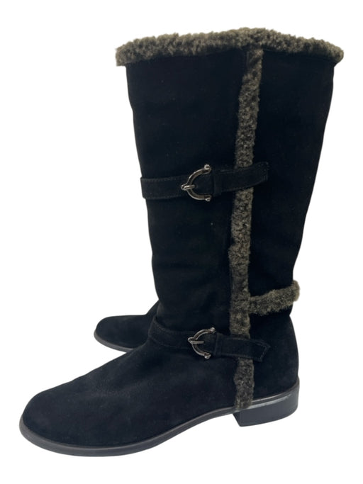 Stuart Weitzman Shoe Size 2 Black Suede Fleece Lined Buckle Detail Boots Black / 2