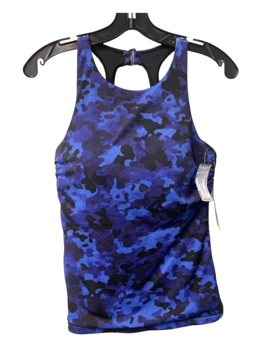Athleta Size 36B Blue & Black Nylon Blend Camoflage Adjustable Detail Swimsuit Blue & Black / 36B
