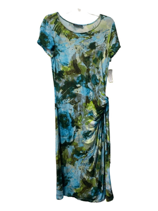 Lafayette 148 Size Est S Green, blue & brown Viscose Maxi Short Sleeve Dress Green, blue & brown / Est S