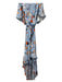 Parker Size M Light Blue & Multi Silk & Polyester Floral Tie Waist Dress Light Blue & Multi / M