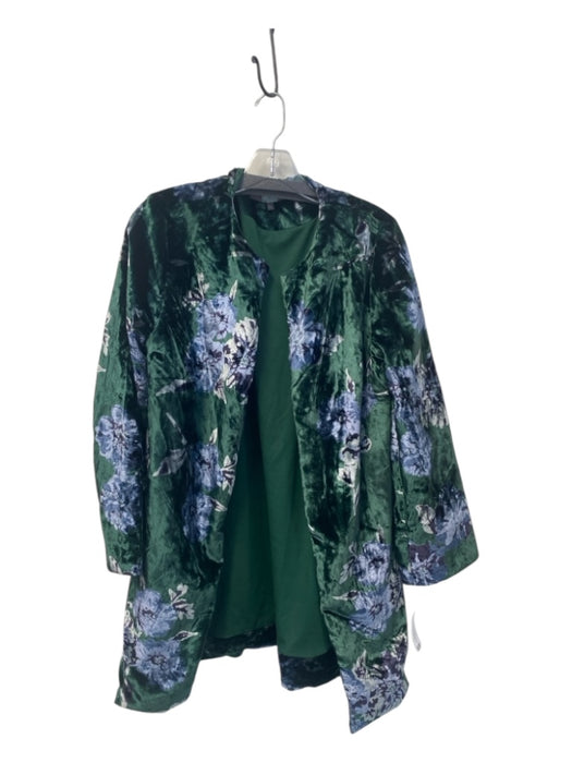 Eva Franco Size Small Dark Green & Blue Viscose Blend Long Sleeve Floral Jacket Dark Green & Blue / Small