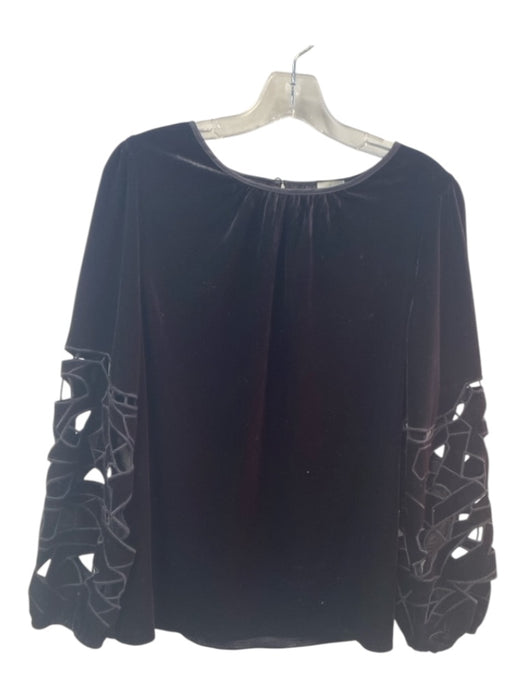 Joie Size Medium Black Polyester Blend Round Neck Long Sleeve Cut Out Detail Top Black / Medium