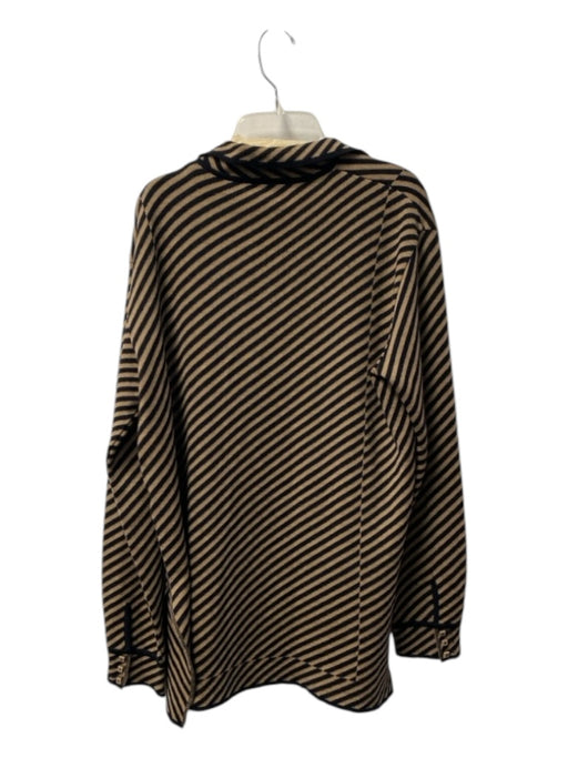 Fendi Size 42 Brown & Black Wool Striped Half Button Side Slits Top Brown & Black / 42