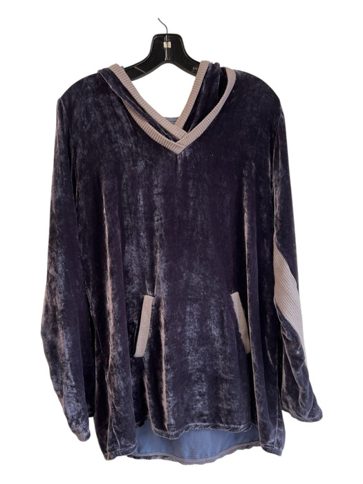 Pete & Greta Johnny Was Size S Midnight Blue & Gray Rayon Hoodie Velvet Top Midnight Blue & Gray / S