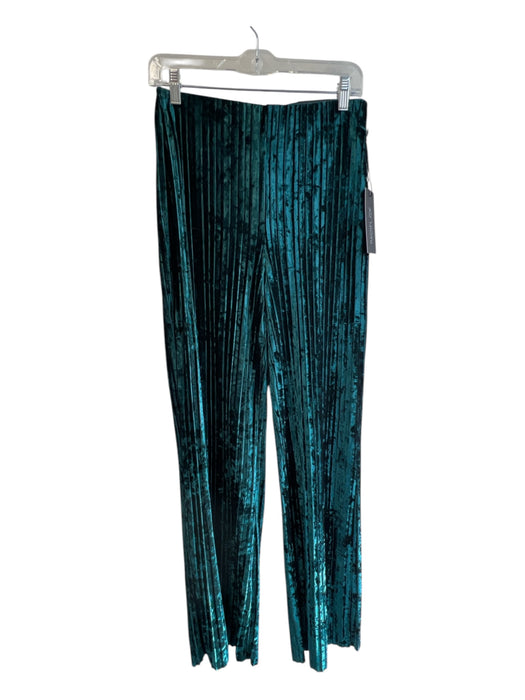 Rachel Zoe Size S Emerald Polyester Wide Leg Pleat High Waist Shine Pants Emerald / S