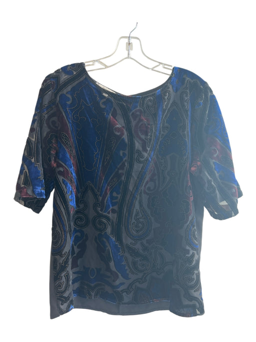 La Fee Maraboutee Size 40 Black & Navy Viscose Blend Round Neck Back Keyhole Top Black & Navy / 40