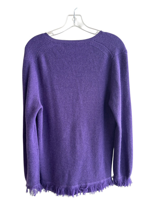 Shari's Place Size 52 Purple 100% Cashmere V Neck Long Sleeve Tassel Sweater Purple / 52
